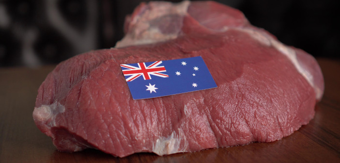 Raw,Meat,And,Flag,Of,Australia.,World,Beef,Exports,And