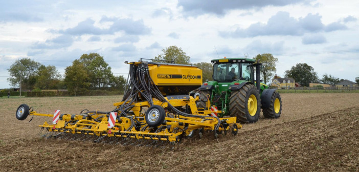 Claydon celebrates 40 years A Claydon Hybrid T6c drilling winter wheat on the Claydon family's farm in Suffolk.