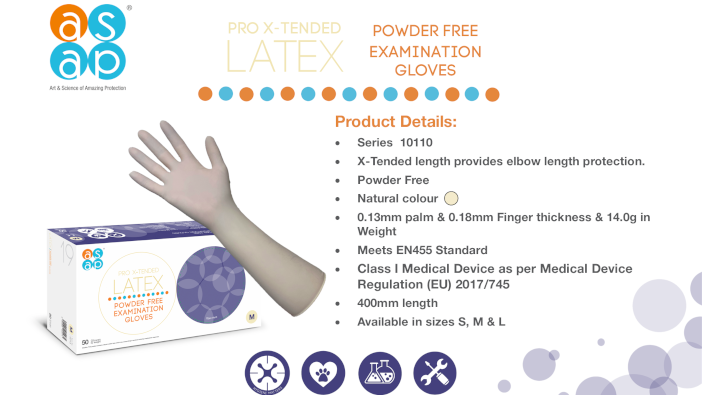 ASAP UK announces new range of extended length gloves for agriculture ASAP Pro X-Tended Latex PF Features