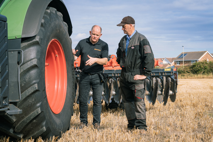 Pic 1 - Richard Hutchins and Marcus Ainley discuss how reducing tyre pressures can help to minimise compaction and improve operational efficiencies