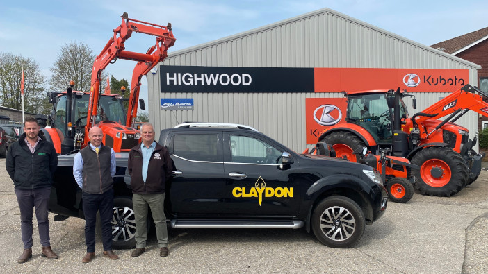 Dorset dealer to sell and support Claydon Opti-Till products Pictured (l to r) are Dan Waterman (Highwood), Mike Bywater (Claydon) and Nick Green (Highwood).