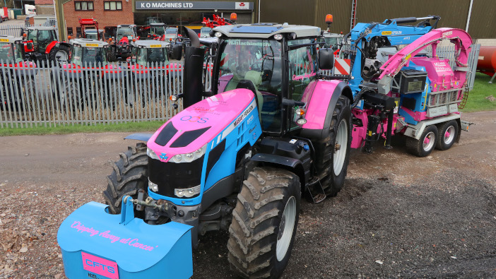 Custom Massey Ferguson tractor and chipper combination raises money for cancer charities