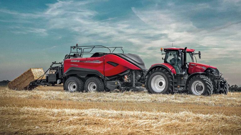 Latest updates to large square balers Case IH baler in field