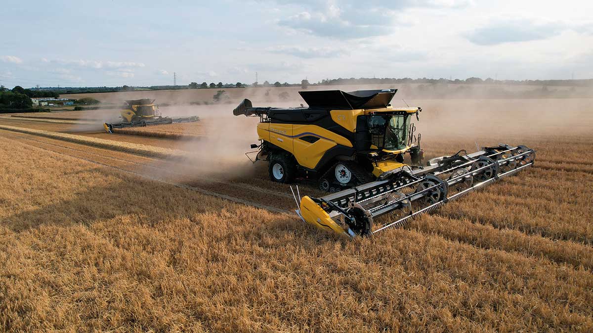 New Holland combine in field