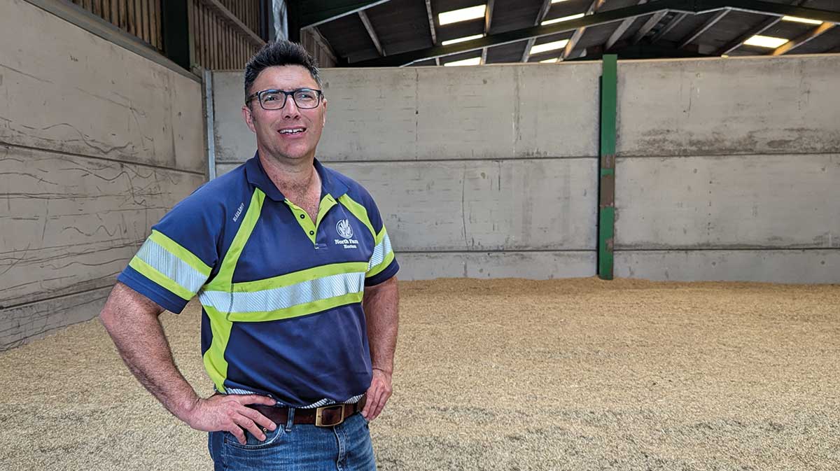 Peter Snell in grain store