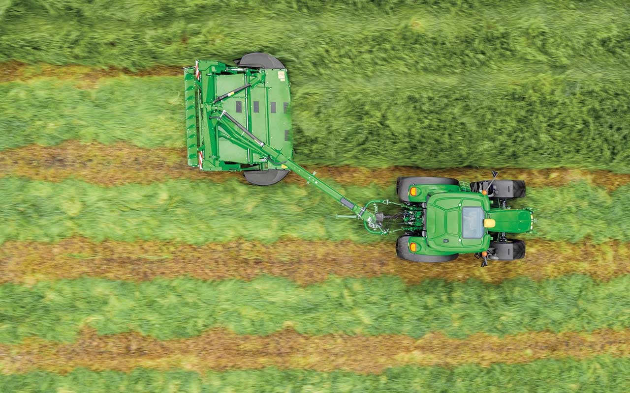 Aerial view of John Deere mower 